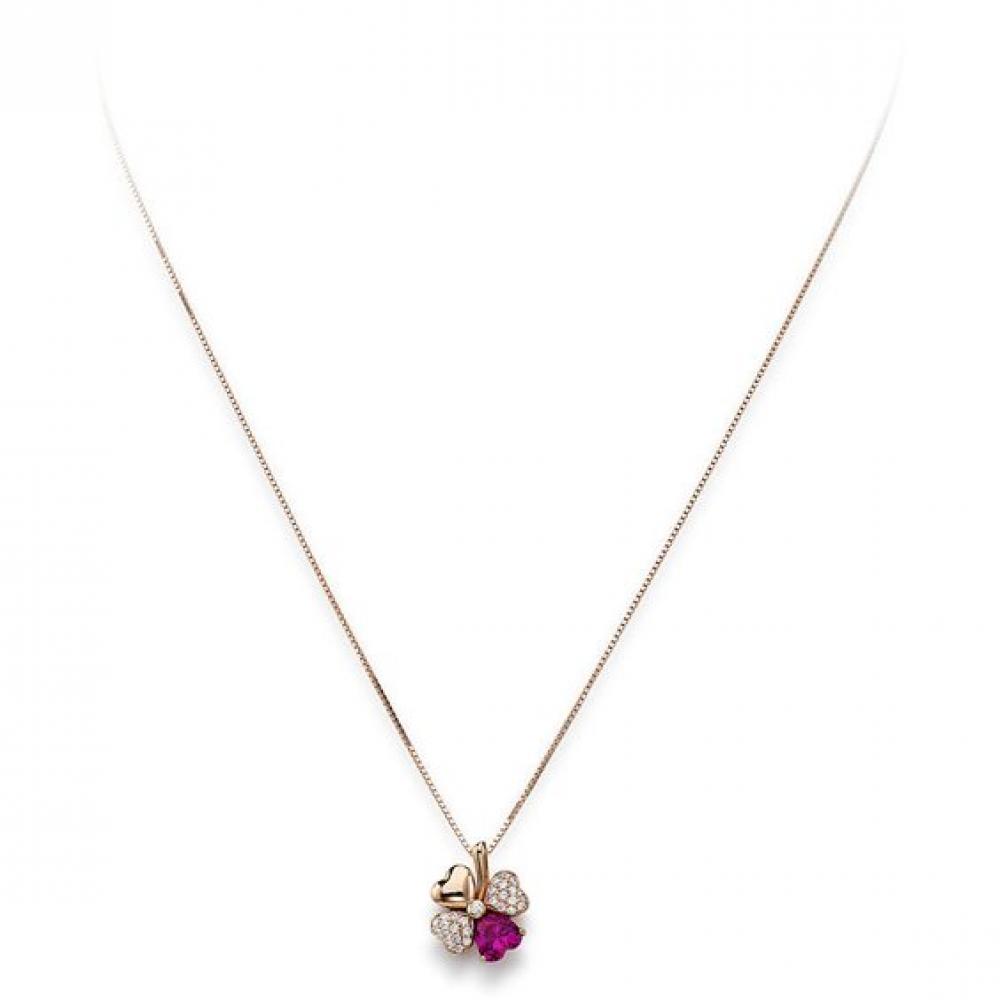AMEN Collana Amen Donna CLPQURR_0  Argento Oro rosa Zirconia 